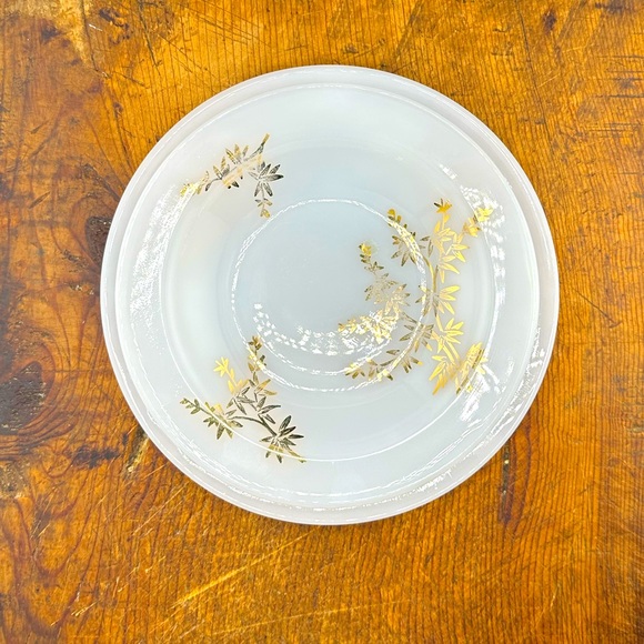 Pyrex Fire King Federal Milk Glass Collection (Golden Glory Bamboo Print) - Picture 7 of 12